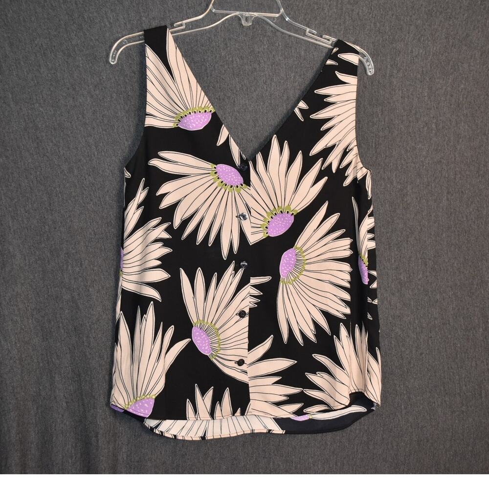 Kate Spade Women's Small Falling Flowers Sleeveless Top Button Up
